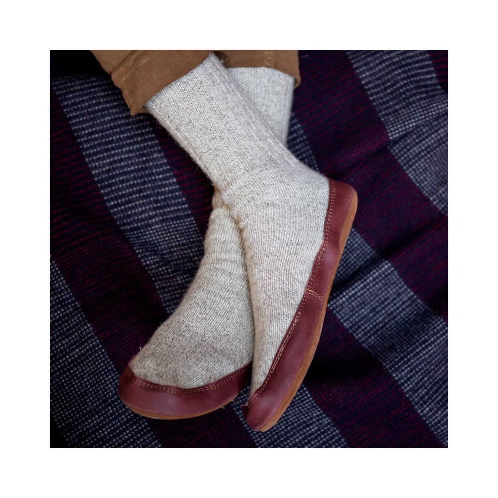 Acorn Slipper Socks 12-13 Mens Brown Wool Suede Leather Gorpcore Loungewear Cozy